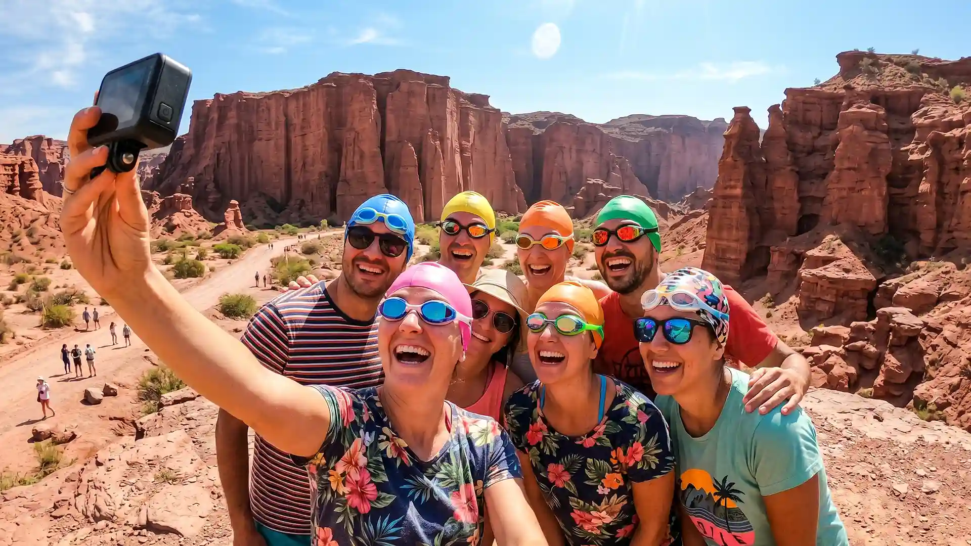 Equipos de natacion viajando